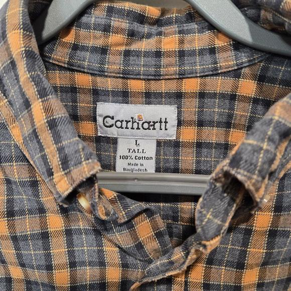 Carhartt Flannel Plaid Button Down Shirt S151 Large Tall - Picture 8 of 9